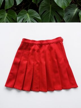 American Apparel Red Pleated Tennis Skirt
